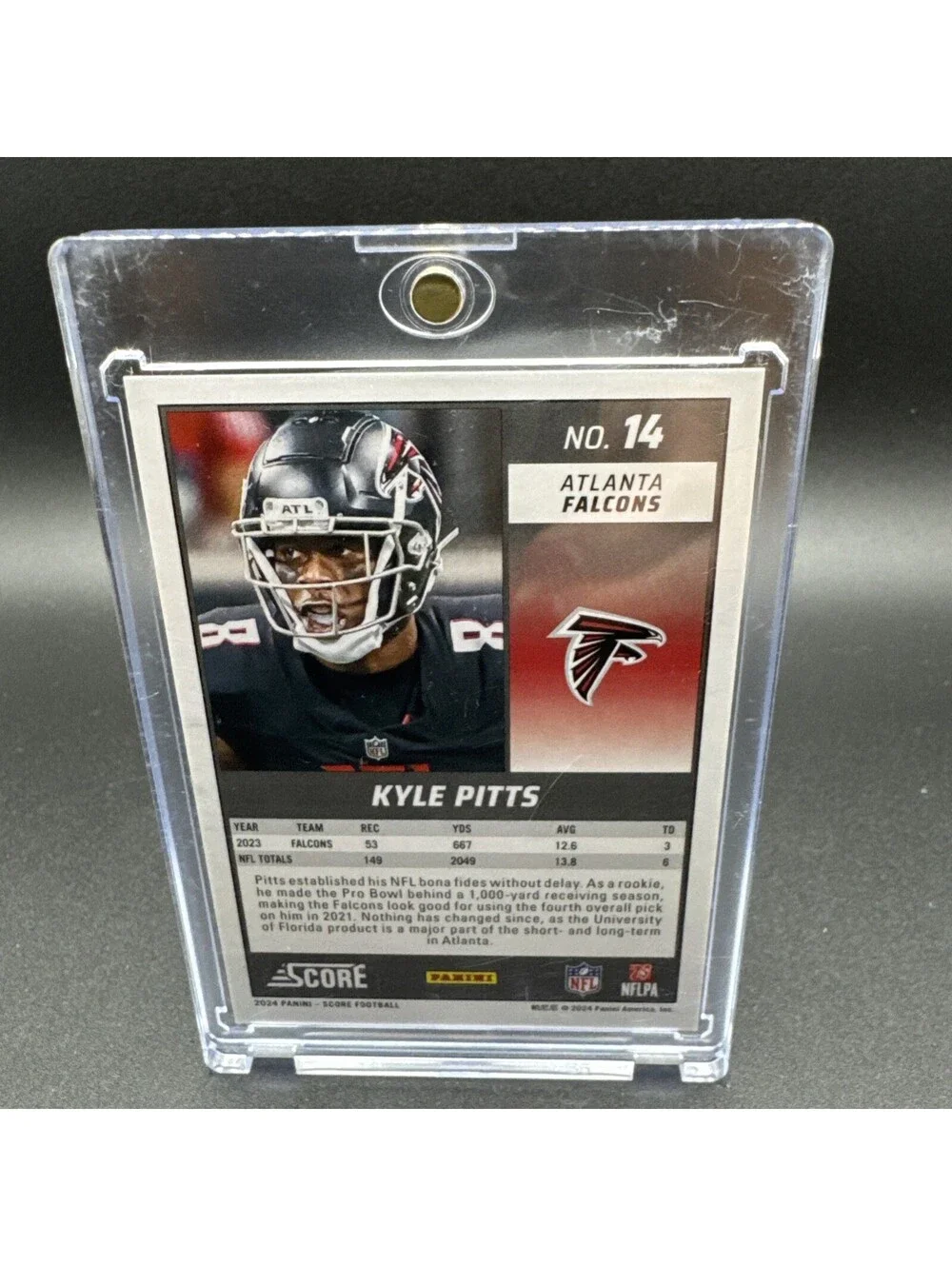 Kyle Pitts / TE Score 2024 Orange Lava Panini No. 14 - 114/630 with Protector